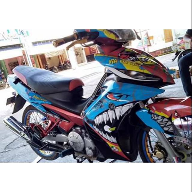 Sticker Motor Full Body Decal Costum New Jupiter Mx 135 Motif Hiu