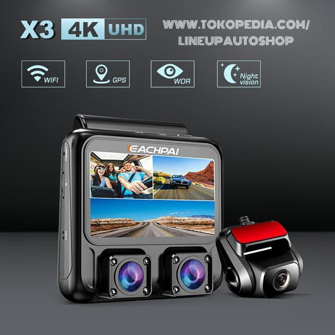 READY X3 Dashcam 3 Camera 4K WiFi GPS Dash Cam Car DVR