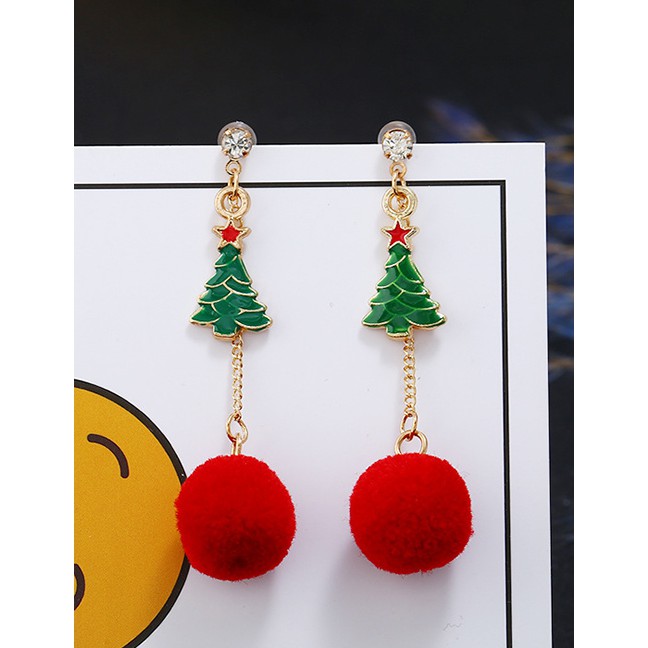 LRC Anting Tusuk Fashion Color Snowman Elk Earrings D22065