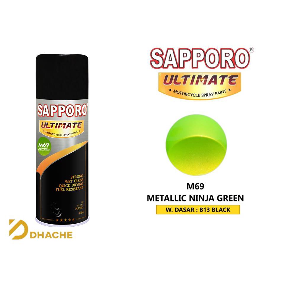 Cat Semprot Sapporo Ultimate M69 Metallic Ninja Green / Sapporo Spray / Pilok / Pylox