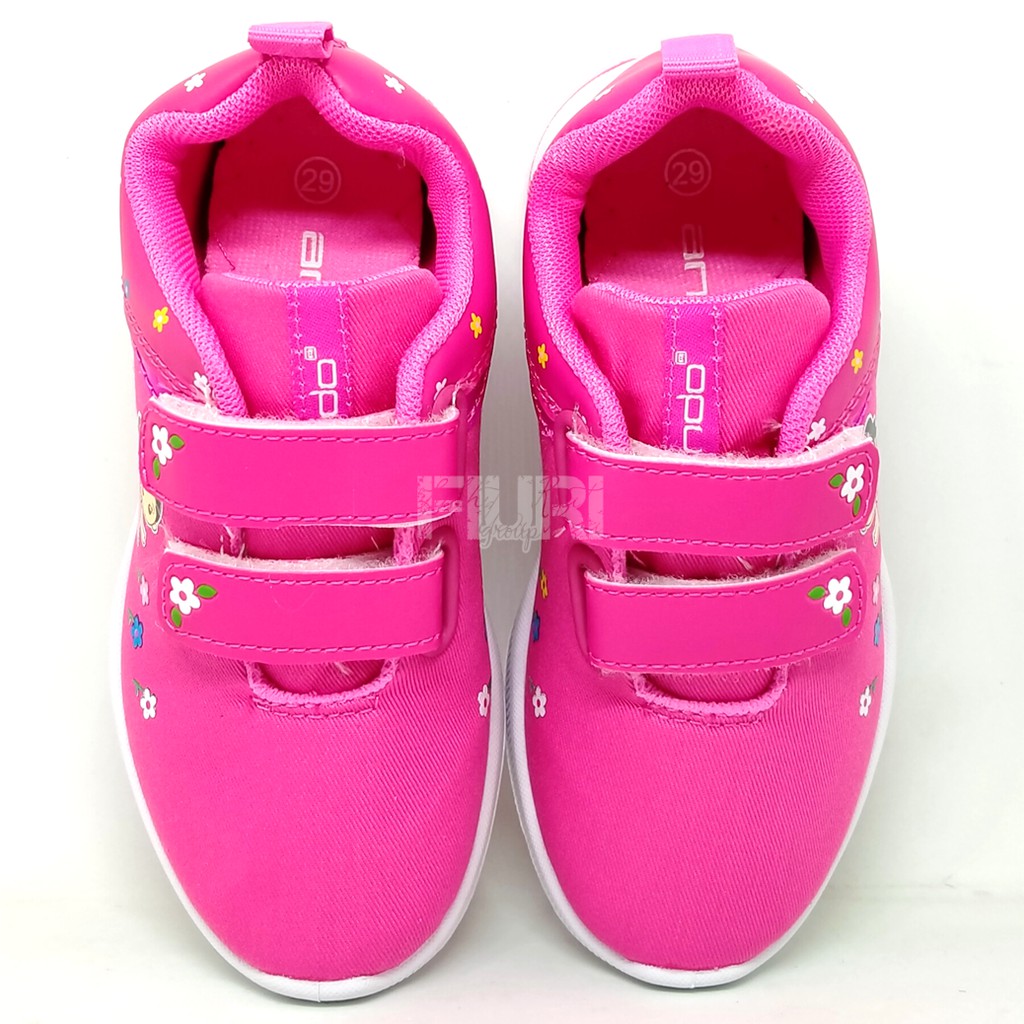 FIURI - ANDO ORIGINAL - LILY FLOWER PEREKAT 29-32 PINK - SEPATU SNEAKERS KANVAS SOL KARET ANAK KECIL PEREMPUAN  - SEPATU LITTLE PRINCESS KETS LUCU FASHION TRENDY - SEPATU SEKOLAH PAUD TK KRETEKAN PEREKAT CEWEK MURAH PROMO DISKON BONUS KAOS KAKI