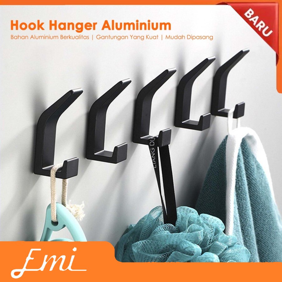 Gantungan Dinding Pengait Kapstok Hook Hanger Aluminium Stainless Steel - 1 pcs