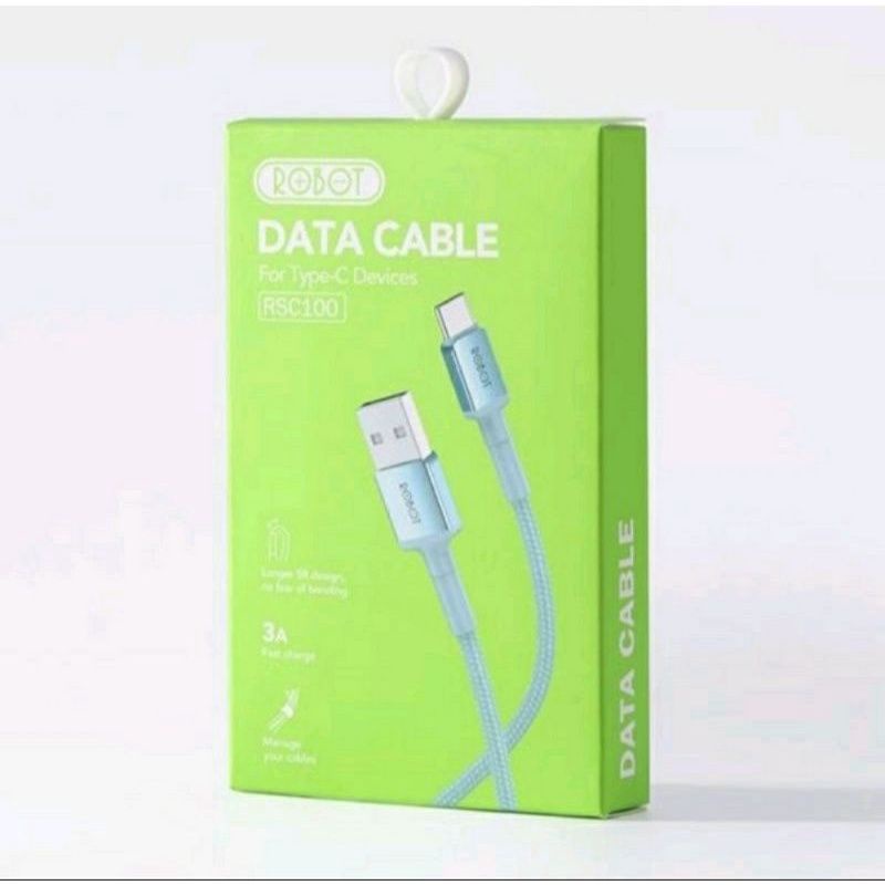 (VroffStore) ORIGINAL KABEL DATA TYPE-C ROBOT RSC 100 RSC100 100CM 3A FASTCHARGING BLUE COLOR