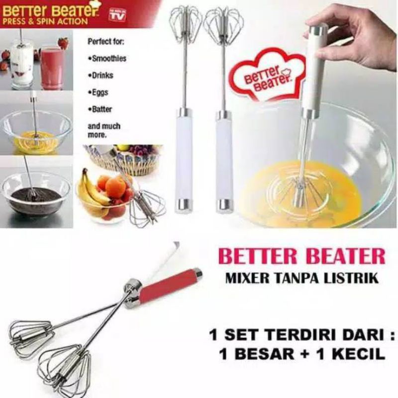 Pengocok adonan Beter beatter Hand Mixer tanpa batrai beter beater