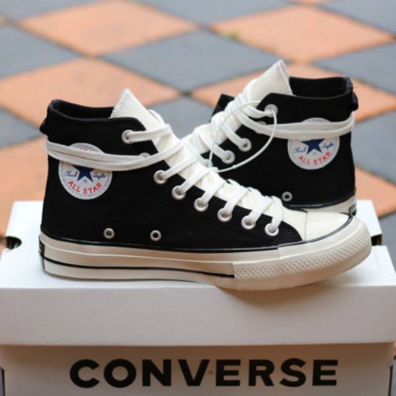 Sepatu converse high essentials black & cream