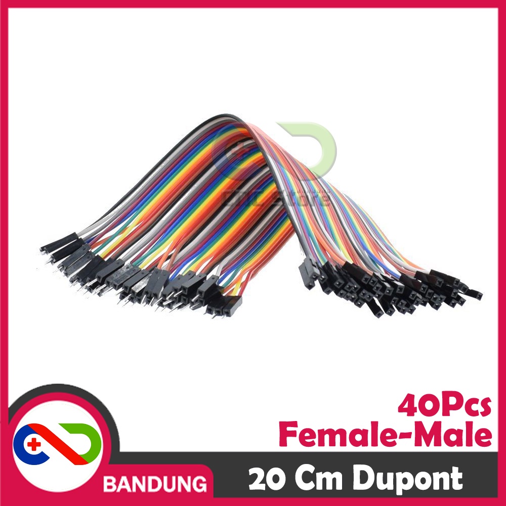 40PCS JUMPER CABLE KABEL 20CM MALE TO FEMALE DUPONT FOR BREADBOARD