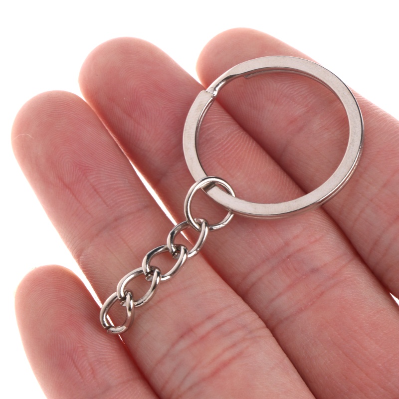 SIY  50 Pcs Key Ring Stainless Steel Key Chain Portable Brief Hoop Metal Loop Outdoor