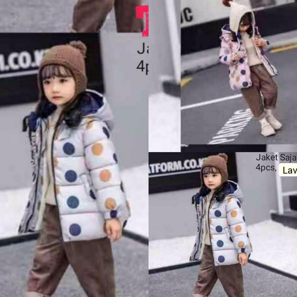 Jaket Parasut Tebal Import Anak Perempuan Usia 3-4th / Outer Anak Cewek Import Gaya Korea / Jaket Pa