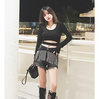 Atasan baju kaos hitam lengan panjang clubbing seksi sexy Atasan baju kaos hitam lengan panjang clubbing seksi sexy