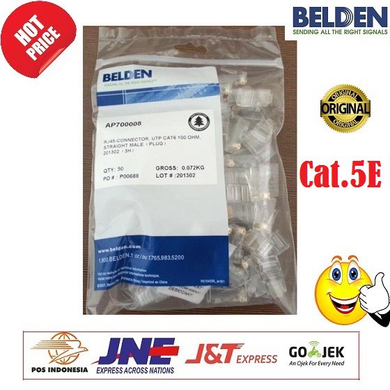 Konektor RJ 45 Original Belden Connector RJ45 Cat5E Isi 50pcs