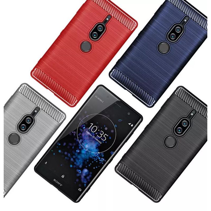 Soft Case Sony Xperia XZ2 Premium Brushed Carbon Fiber Shockproof H8166 H8116 SOV38 SO-04K