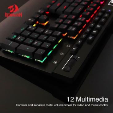 Keyboard gaming Redragon mechanical wired usb 2.0 multimedia fullsize with palm rest macro rgb yama k550 k-550