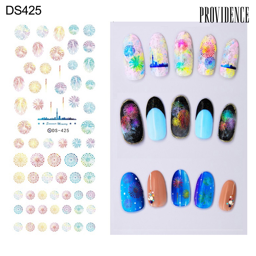 Providence Stiker Decal Transfer Air Motif Bunga / Kupu-Kupu / Kembang Api Untuk Dekorasi Nail Art / Manicure