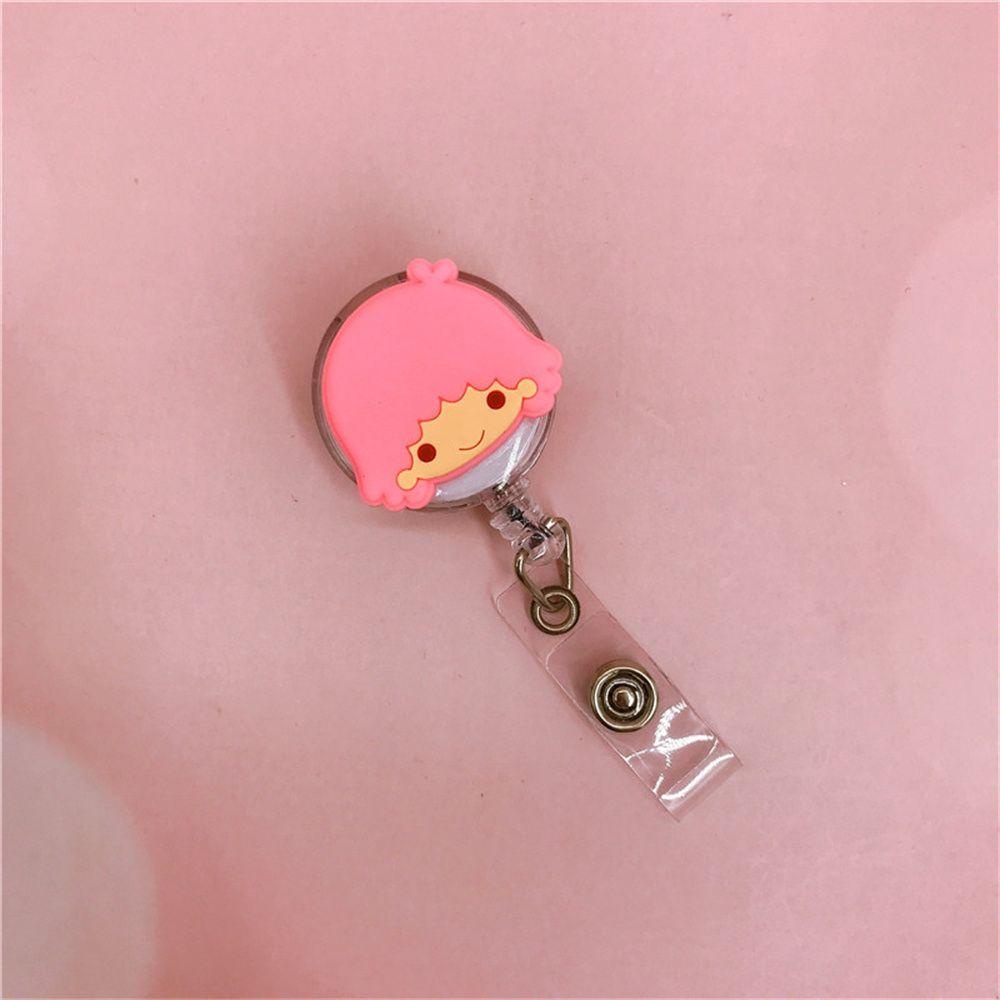 Lanfy Retractable Badge Reel Lucu Perlengkapan Kantor Name Tag Anime Kartun Card Holder Name Card Holder