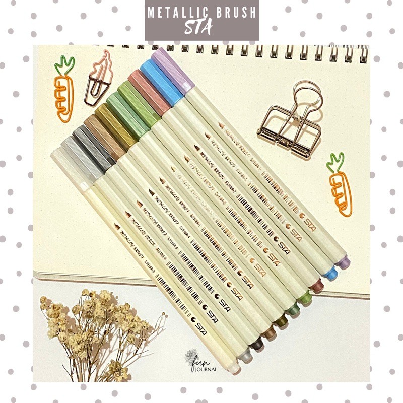 

STA METALLIC BRUSH PEN UNTUK JOURNAL JURNAL PLANNING PLANNER SCRAPBOOK DIY BUJO