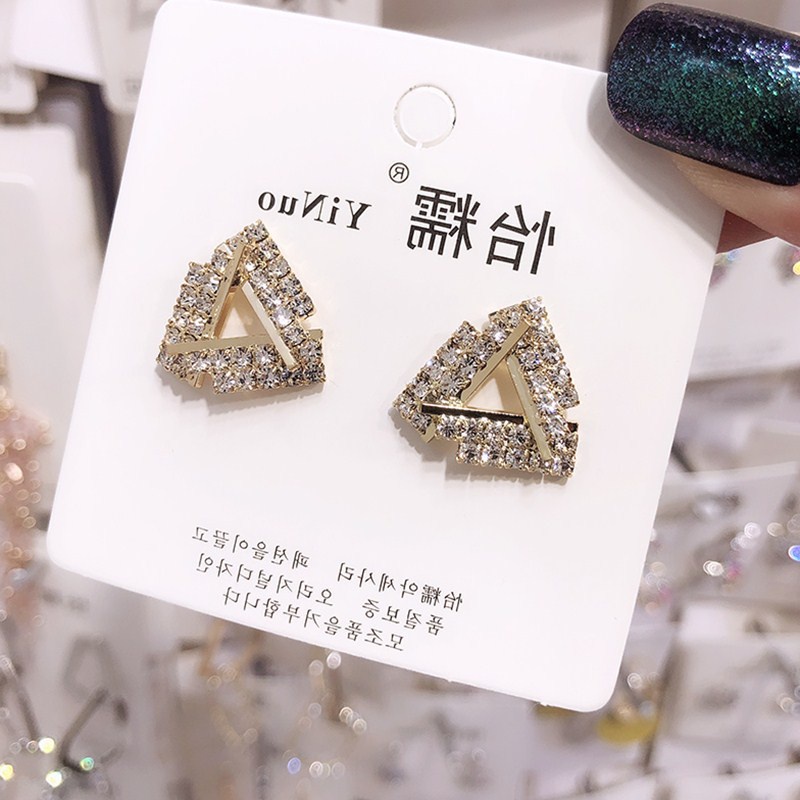 Sterling silver jarum Berlian geometris sudut anting-anting perhiasan semua sesuai dengan kepribadia