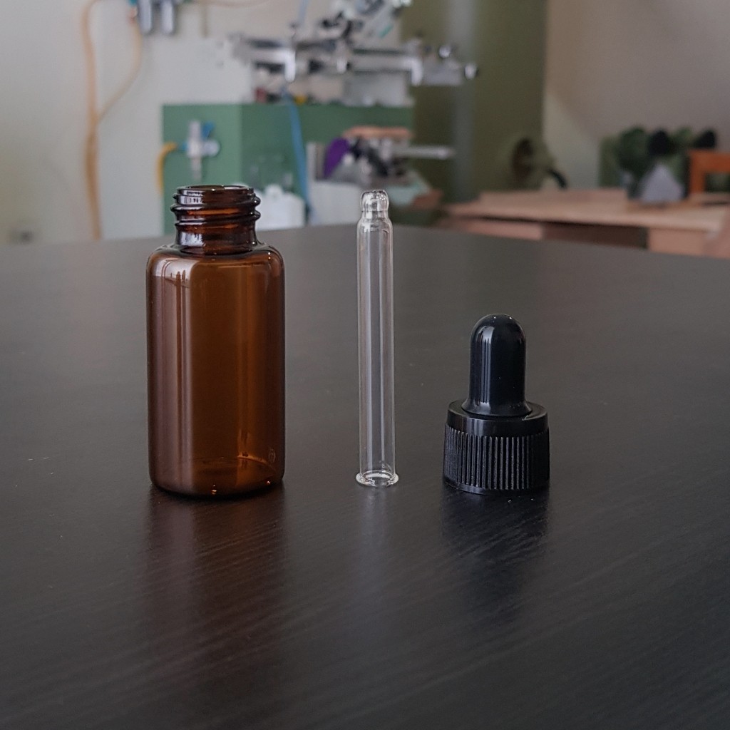 botol kaca pipet 18ml amber / botol serum 18ml / botol tetes 18ml - ring hitam