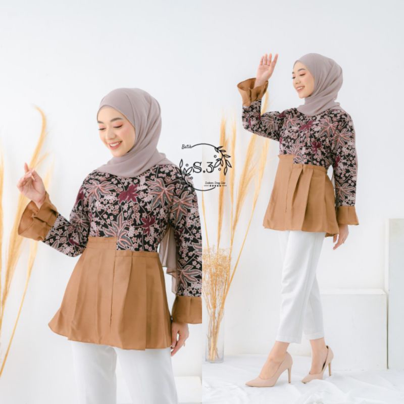 Atasan Batik Wanita / Blus Batik Terbaru / Baju Atasan Wanita Modern / Naura Blouse