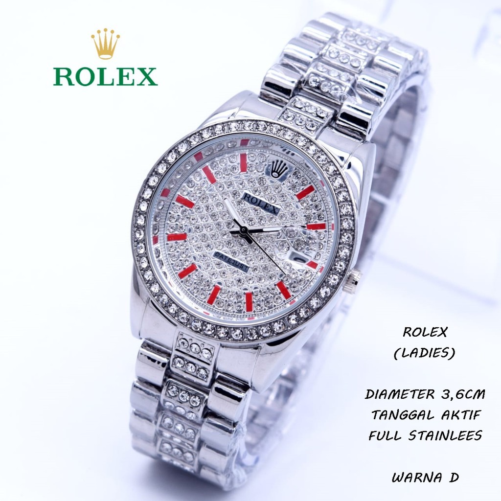 JAM TANGAN WANITA ROLEX RANTAI DIAMOND TANGGAL AKTIF