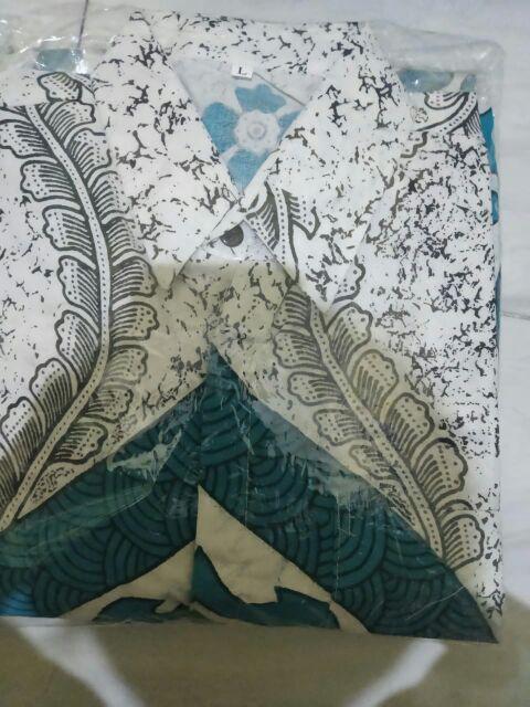 Kemeja Batik Pria Lengan Pendek Hem Atasan Batik Motif Perisai Seragam Murah Pekalongan M L Xl