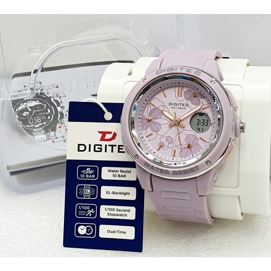 Jam Tangan Wanita Digitec 3092 Model Bunga Flower Original Anti Air