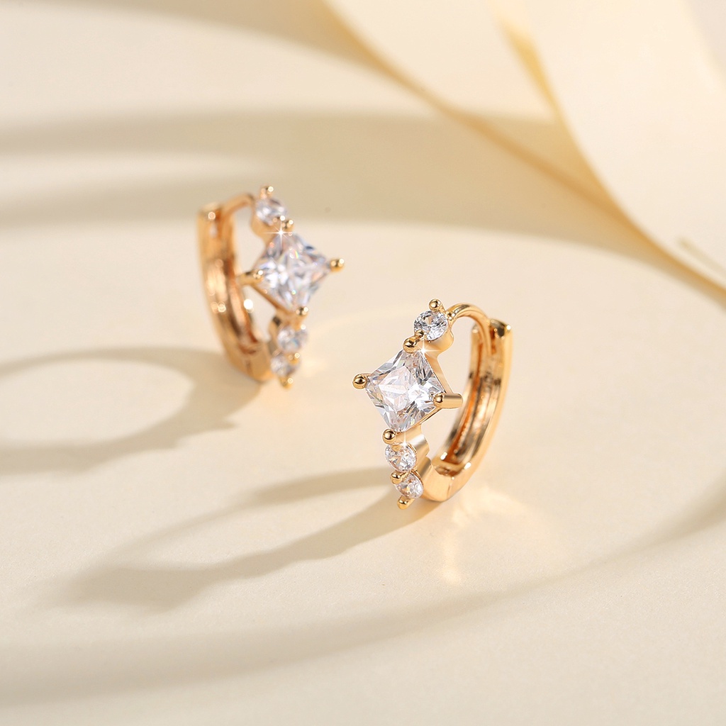 Y524【COD】Anting Titanium Mewah Berlian Rose Gold Anting Hoop Anting Anting Wanita Korea hadiah