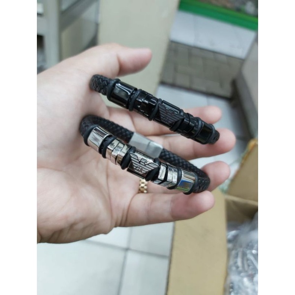 gelang kulit asli/lapis titanium gelang pria dan wanita