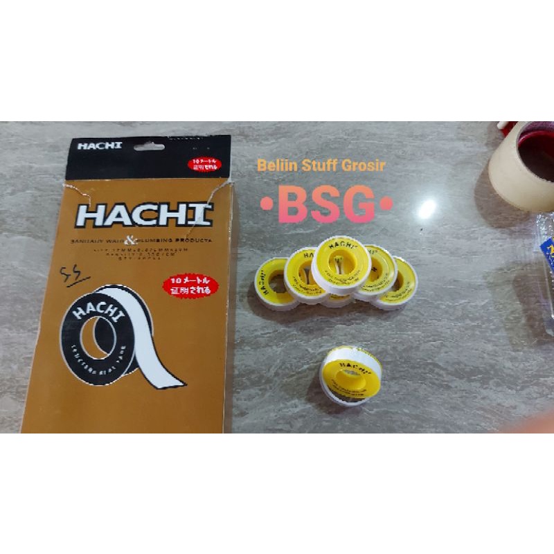 Seal Tape Pipa Hachi 12 mm * 0.075 mm * 10 meter/ Isolasi Kran/ Selotip Pipa