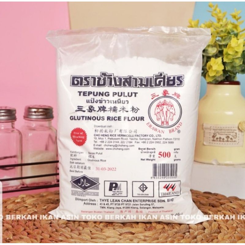 

Tepung Ketan Erawan 500 gr / Tepung Pulut Thailand Erawan