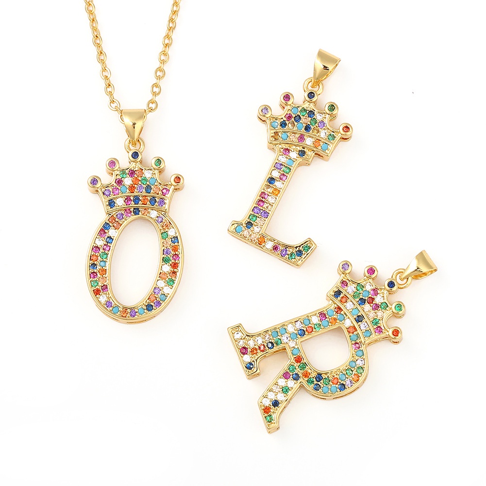 Ornamen tembaga mikro inlay warna zirkon Bahasa Inggris huruf kalung liontin