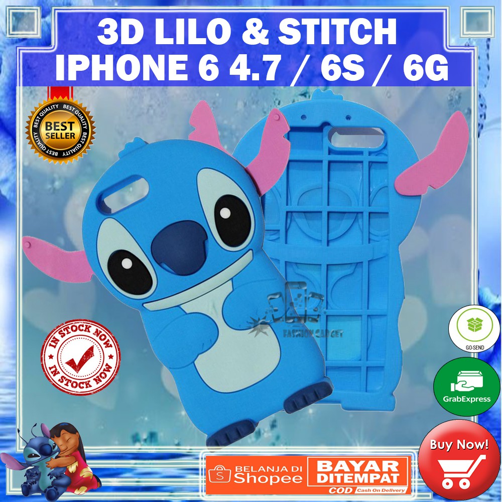 (Gambar Acak Pita / Non Pita) Silikon Untuk Iphone 6 / 7 Uk 4.7 inch iPhone 7+ Case 3D Lilo Stitch