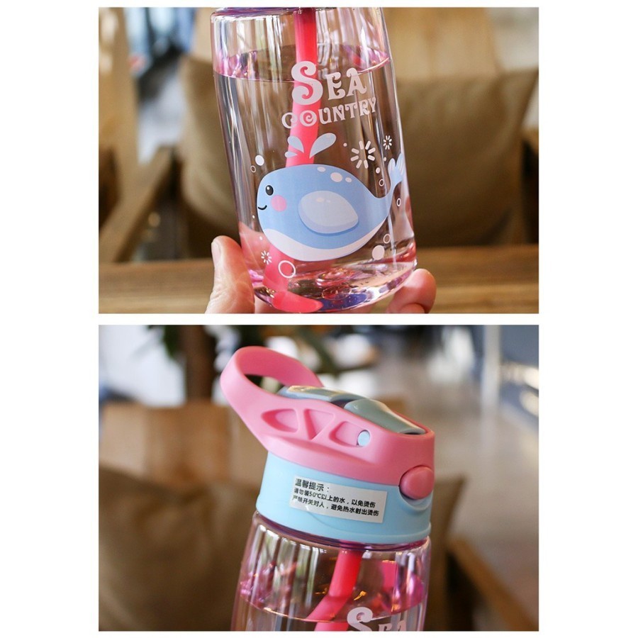 Termurah Botol Minum Anak Sedotan Motif Animal Sea Country 480ml - Tempat Minum Anak Karakter  Lucu unik Murah ST