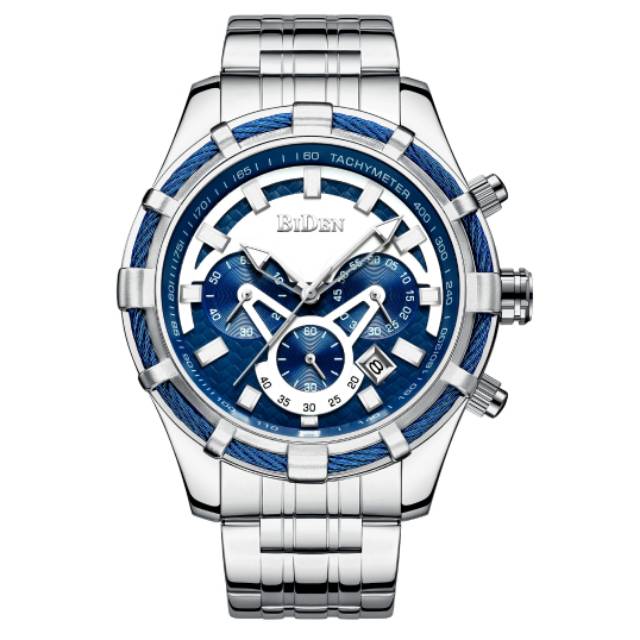 Jam tangan Pria cowok rantai Biden 0117 silver Original