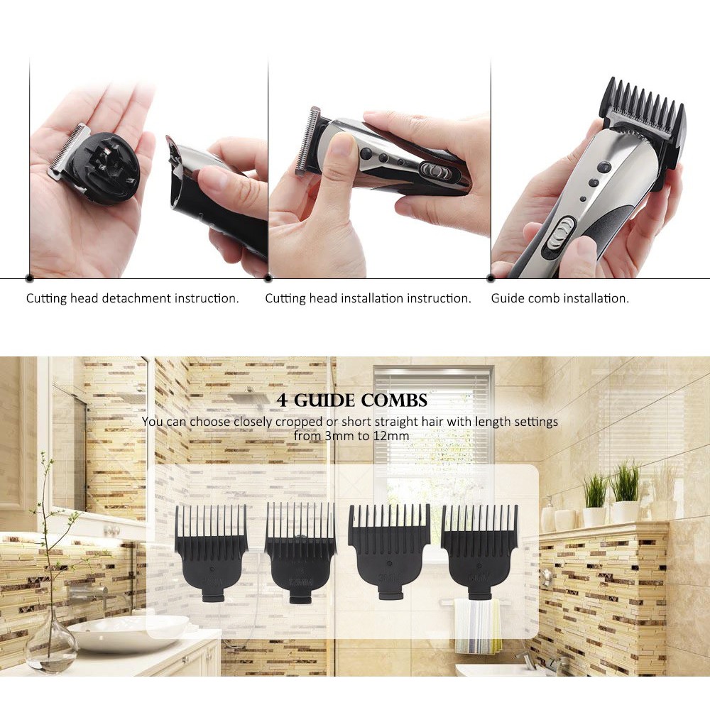 KEMEI KM-1407 - 3 in 1 Electric Rechargeable Hair Clipper Trimmer Set - Alat Cukur Rambut Elektrik