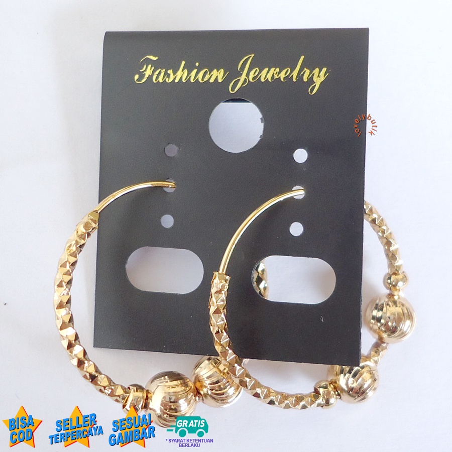 Lovelybutik  Anting Xuping Perhiasan Fashion Wanita Anting Wanita Bulat Model Gipsi Diameter 2,5 Cm