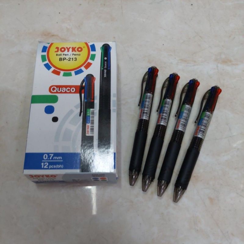 

Pulpen 4 Warna Joyko Quaco BP-213 0.7mm / Pulpen Cetek Joyko BP-213