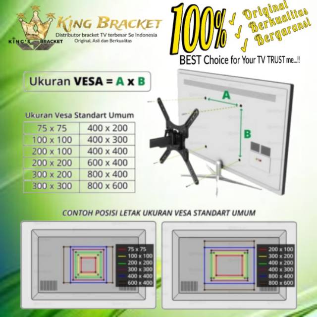 Bracket Tv LED LCD 32&quot; s/d 55&quot; inch LEBIH TEBAL!! Universal 55 50 43 42 40 32 24 21 inchi IMPORT QUALITY!! GARANSI COCOK!! Bisa NUNDUK-TEGAK |  Cocok Banyak merk TV bracket tv breket tv braket tv briket tv