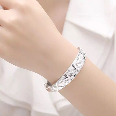 925 perak sterling gelang riak air gelang fashion perhiasan wanita gelang antik empat daun semanggi gelang fashion perhiasan wanita / Vintage four-leaf clover bracelet fashion jewelry women