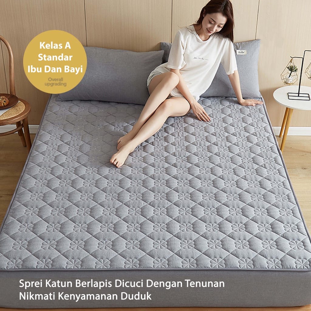 Sprei Sultan Waterproof Anti Air Breathable/ Sprei Protector bermotif / Sprei anti air ukuran 90x200 120x200 160x200 180x200 tinggi 30 cm