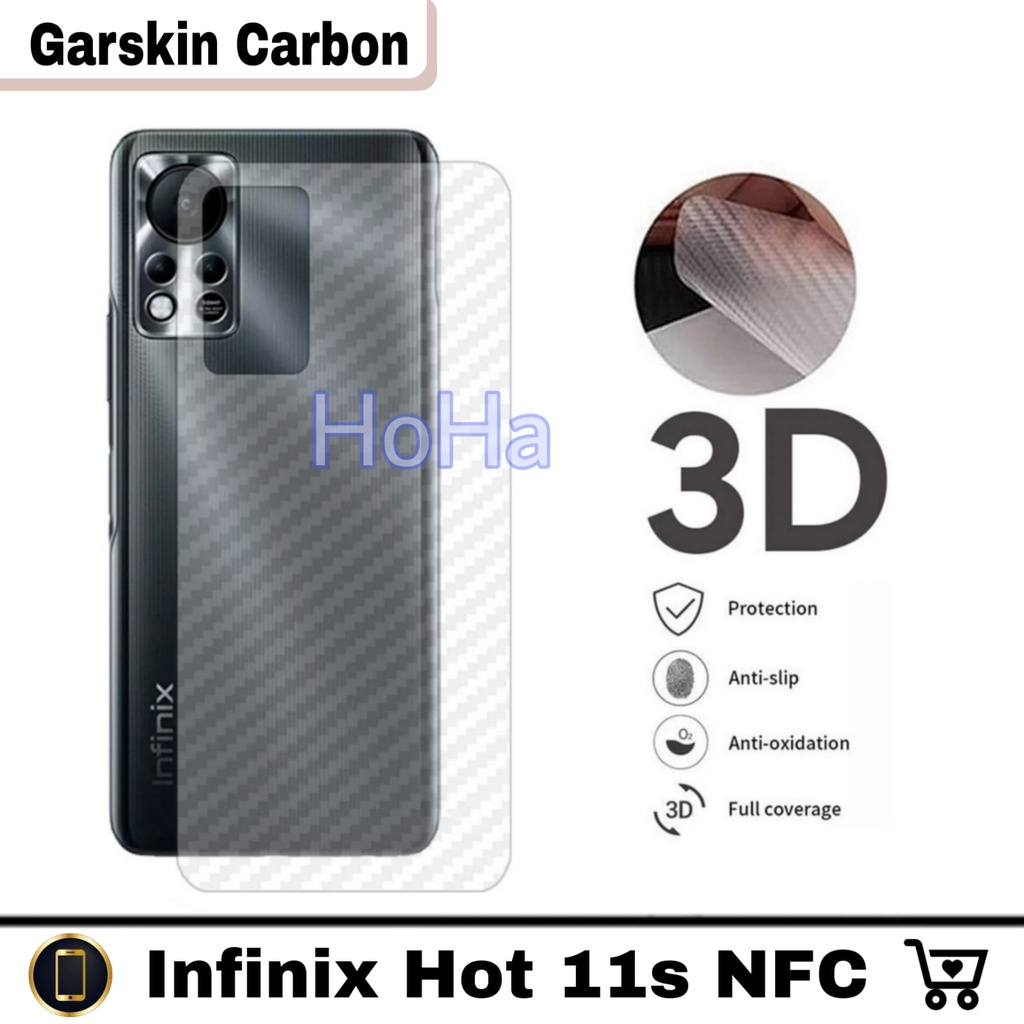 New Skin Carbon INFINIX HOT 11s NFC Garskin Carbon Premium Quality Protect Back Body Handphone