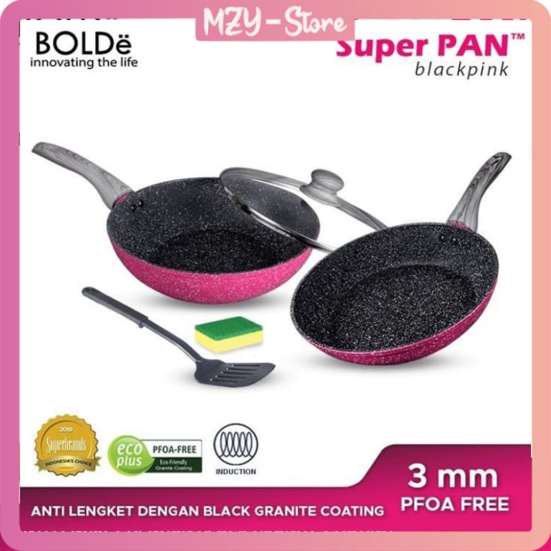 (FREE Silicon Spons) BOLDe Superpan Set Granite Series 3 Varian Super Pan Beige Purple Blackpink