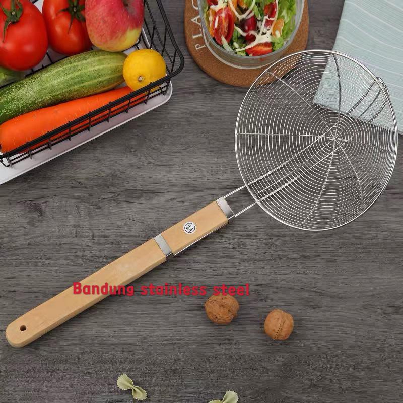 saringan mie saringan gorengan parabola stainless kayu serok tebal 20cm 22cm 24cm