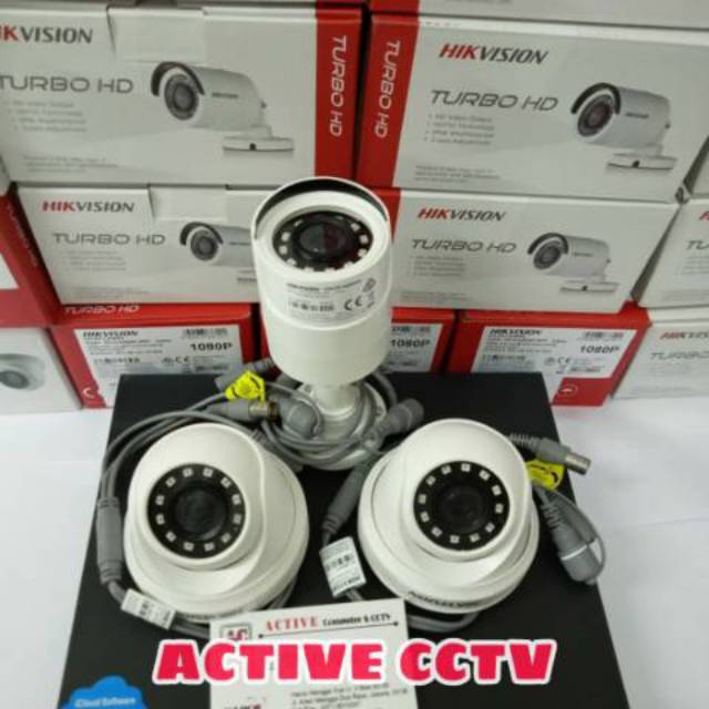 PAKET KAMERA CCTV HIKVISION 3 CAMERA 2MP 1080P FULL HD HIKVISION TINGGAL PASANG 4CH 4CHANEL CAM 2MP