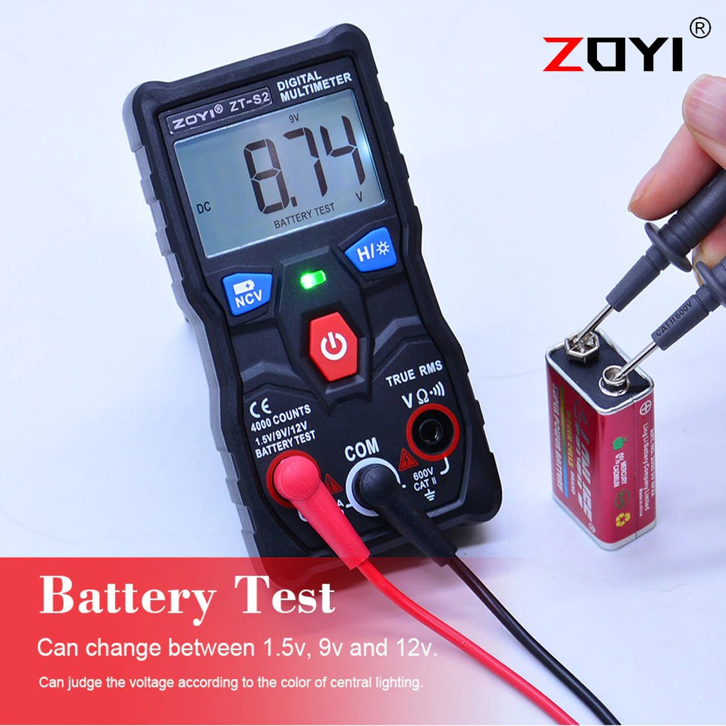 ZOYI ZT-S2 True RMS Multitester Digital Counts 4000 Auto Range Test Battery