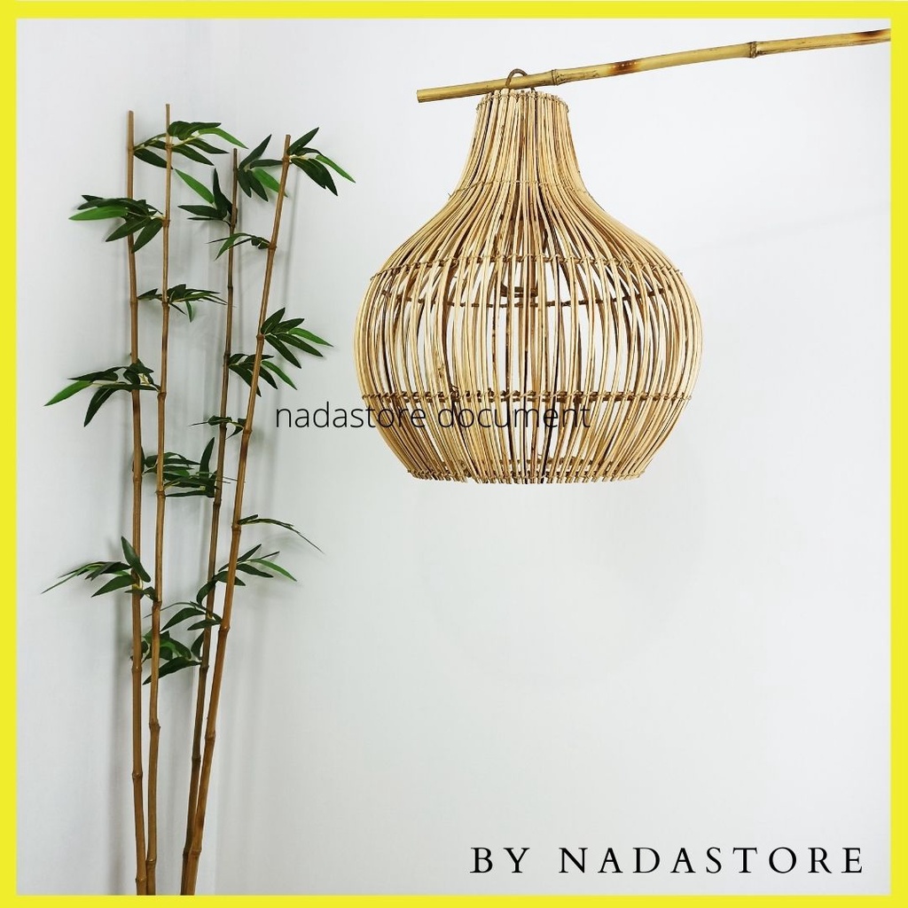 LAMPSHADE RATTAN / LAMPION ROTAN / KAP LAMPU RUSTIC MATERIAL RATTAN HANDMADE BY NADASTORE