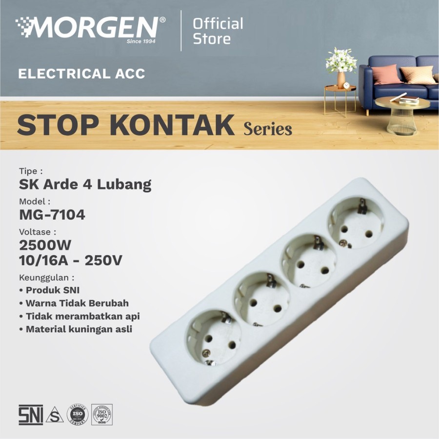 MORGEN STOP KONTAK 4 LUBANG ARDE MG-7104 SNI ORIGINAL