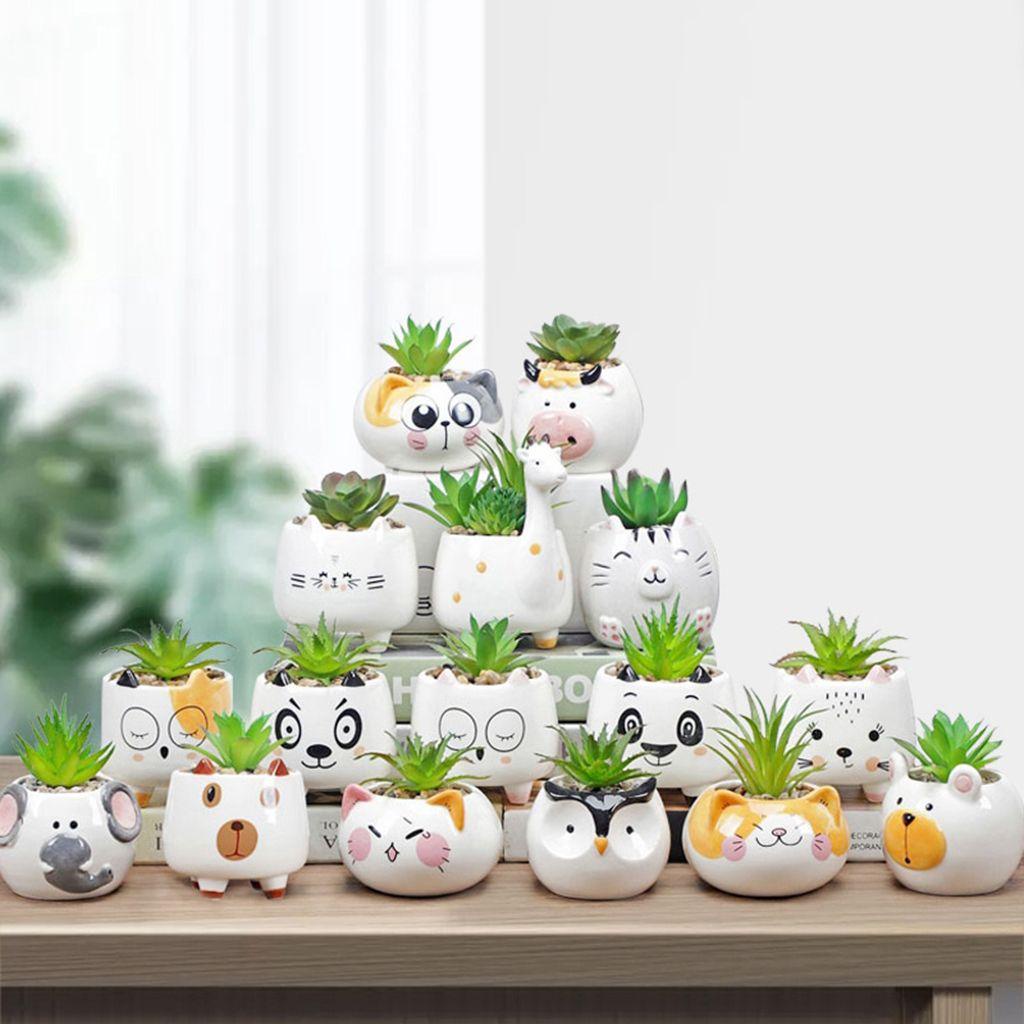 [Elegan] Pot Bunga 1pcs Gaya Hewan Planter Bunga Ornamen Kartun Dekorasi Meja Perlengkapan Taman