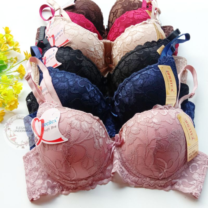 BRA BH WANITA KAWAT BH BRUKAT CANTIK UK 36-42 KAIT 3 BREITEX 3073