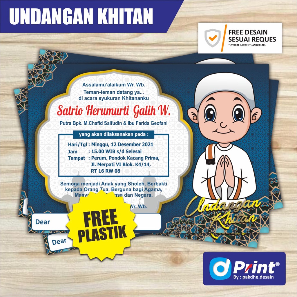 Jual Undangan Khitan / undangan Unik / Undangan Murah / Kartu Nasi