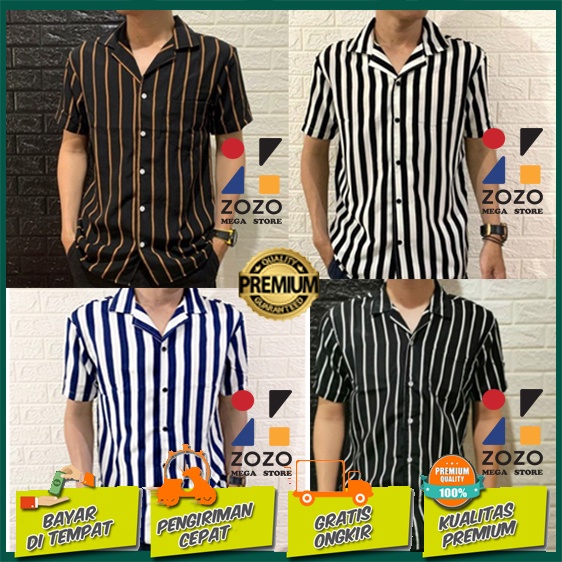 KEMEJA SALUR PRIA STRIPE LENGAN PENDEK COWOK 4559 / KEMEJA SALUR PRIA 333